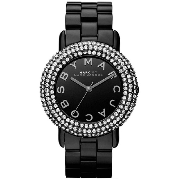 Marc Jacobs MBM3193 Ladies Marci Crystal Black Watch - Picture 1 of 14